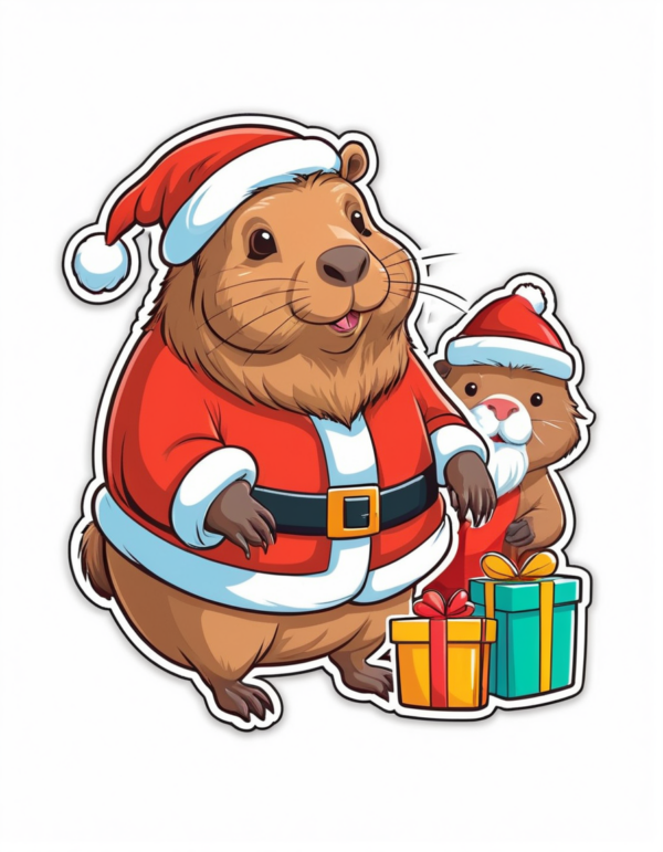 Stickers de CAPIBARA en NAVIDAD para imprimir