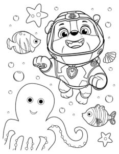 Hojas para colorear de paw patrol rubble 2