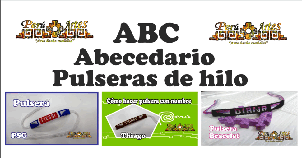 Abecedario para hacer pulseras con nombres de hilo