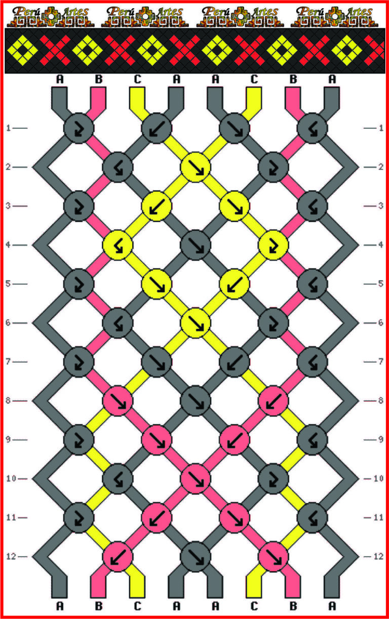 Patrón 3 para hacer pulseras de hilo.