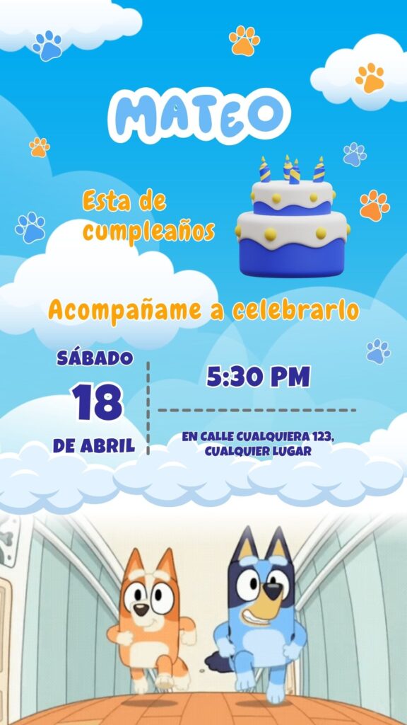 Invitación de cumpleaños de Bluey