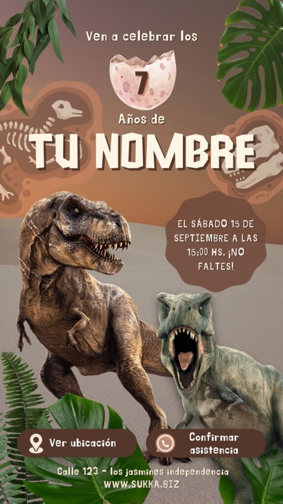 Invitación digital de dinosaurios