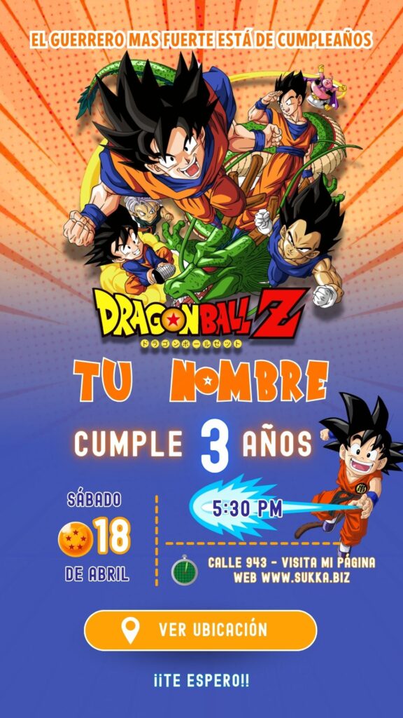 Invitación digital de dragón ball