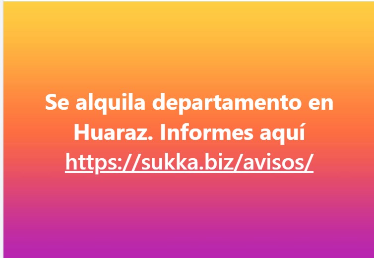 Se alquila departamento en Huaraz