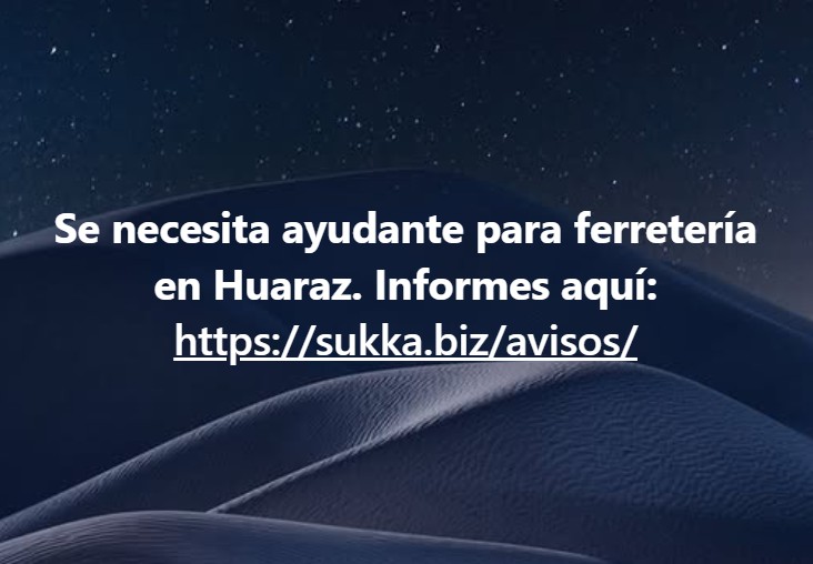 Se necesita ayudante para ferretería en Huaraz