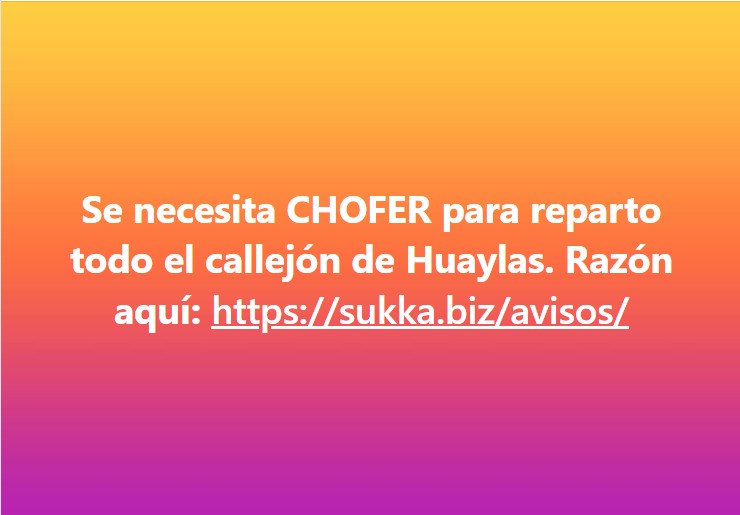 Se necesita CHOFER para reparto con licencia AIIB