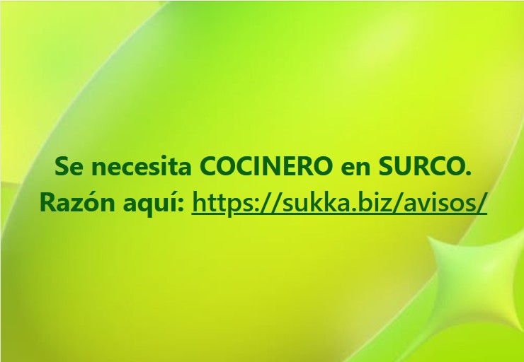 Se necesita COCINERO para SURCO en Lima