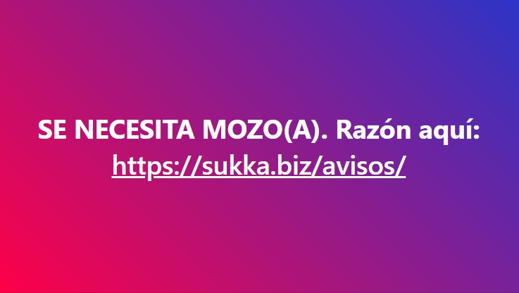 SE NECESITA MOZO(A)